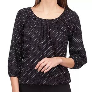 MICHAEL Michael Kors Women’s Dot-Print Peasant Top Size Large